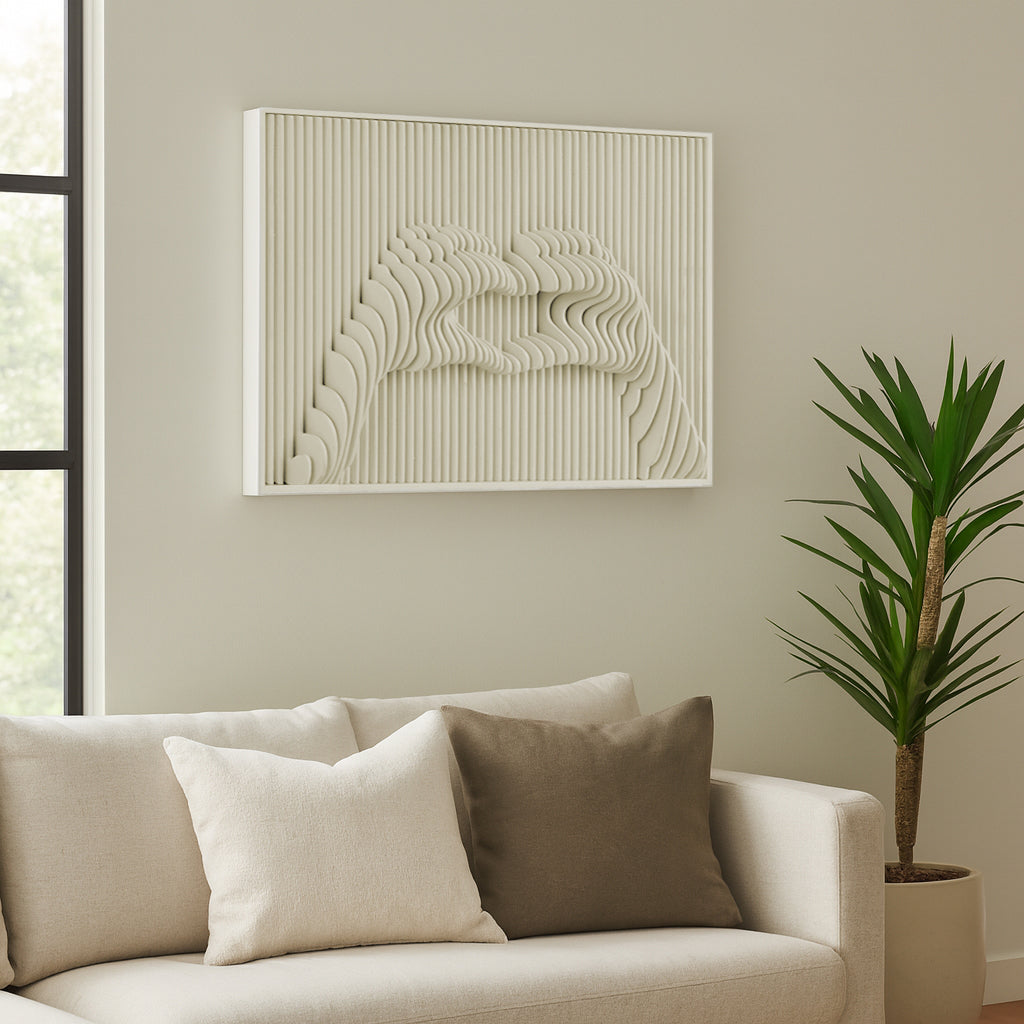 Home Decor Wall Art for House – Chic Canvas Wall Art with Abstract Shape Perfect for Dining Room Wall Decor – Framed Hanging Wall Art for Living Room, Dining Room, and Bedroom Decor – 12" White