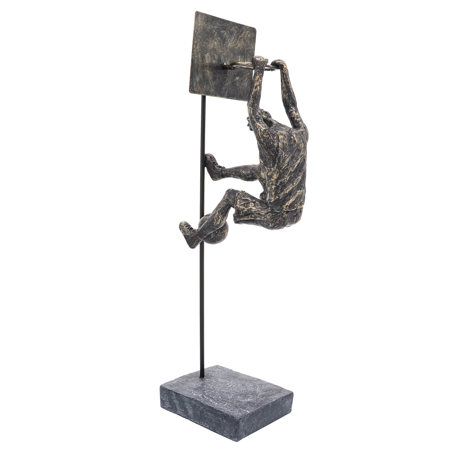 Ness & Jord 21" Slam Dunk Basketball Sculpture - Contemporary Polyresin Basketball Goal Bronze and Copper Decorative Home or Office Accent - Sports Gift Idea
