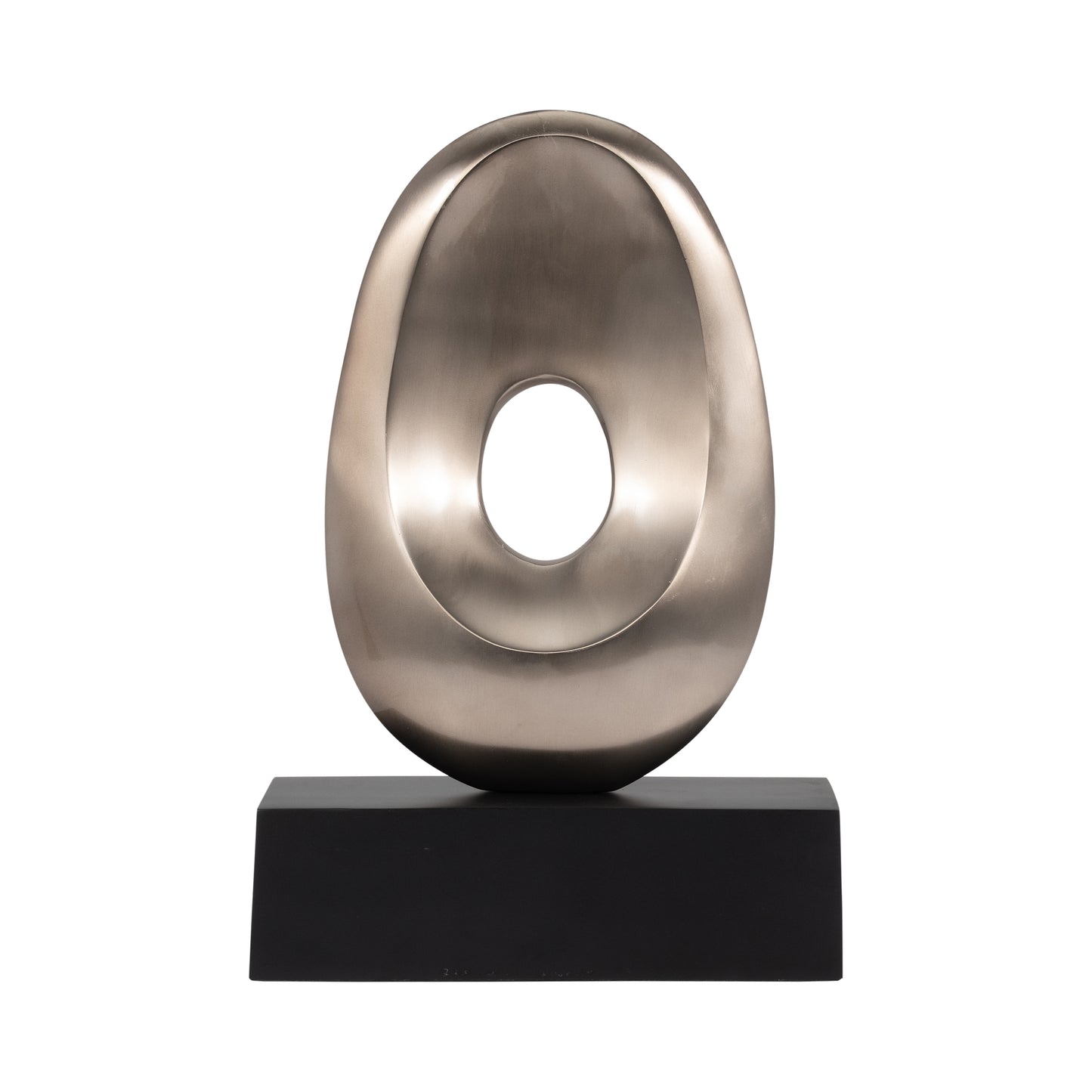 Ness & Jord 12"Lx4"Wx18"H, Metal Oval Shaped Sculpture, Silver/Black, Expertly Crafted with Iron, Decorative Sculpture for Home Decor, Modern Interiors, and Artistic Vibes