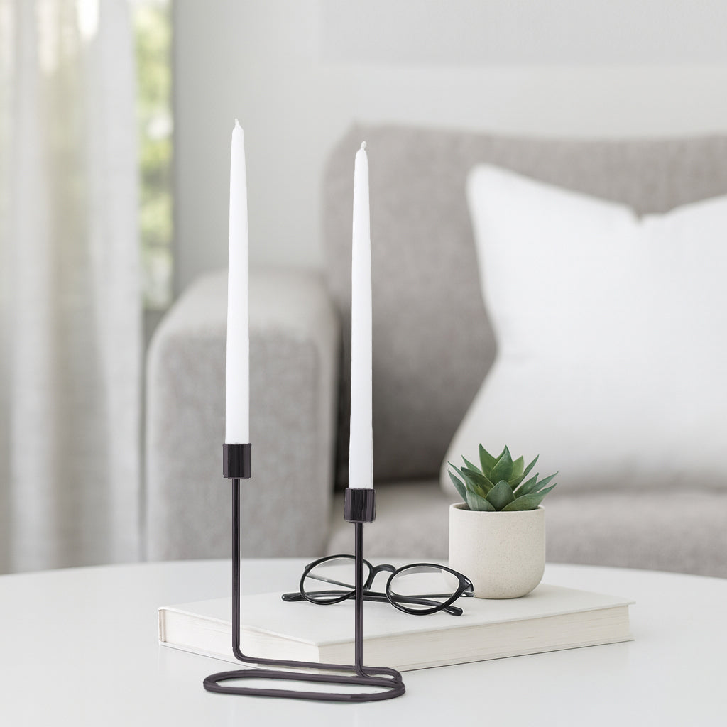 Decorative Taper Candle Holders for Living Home Decor – Swirl Candle Holder Centerpieces for Table, Office or Mantel – Metal Taper Candlestick Holders for a Warm Glow in Living Room - 8" Black