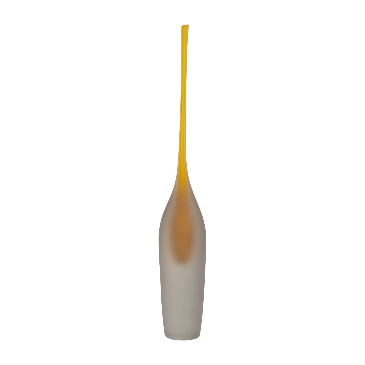 Ness & Jord 24" Creative Glass Bottle Decor - Long Neck Clear Honey Gold Tall Decorative Vase Sculpture - Contemporary Glam Home or Office Decor Accent