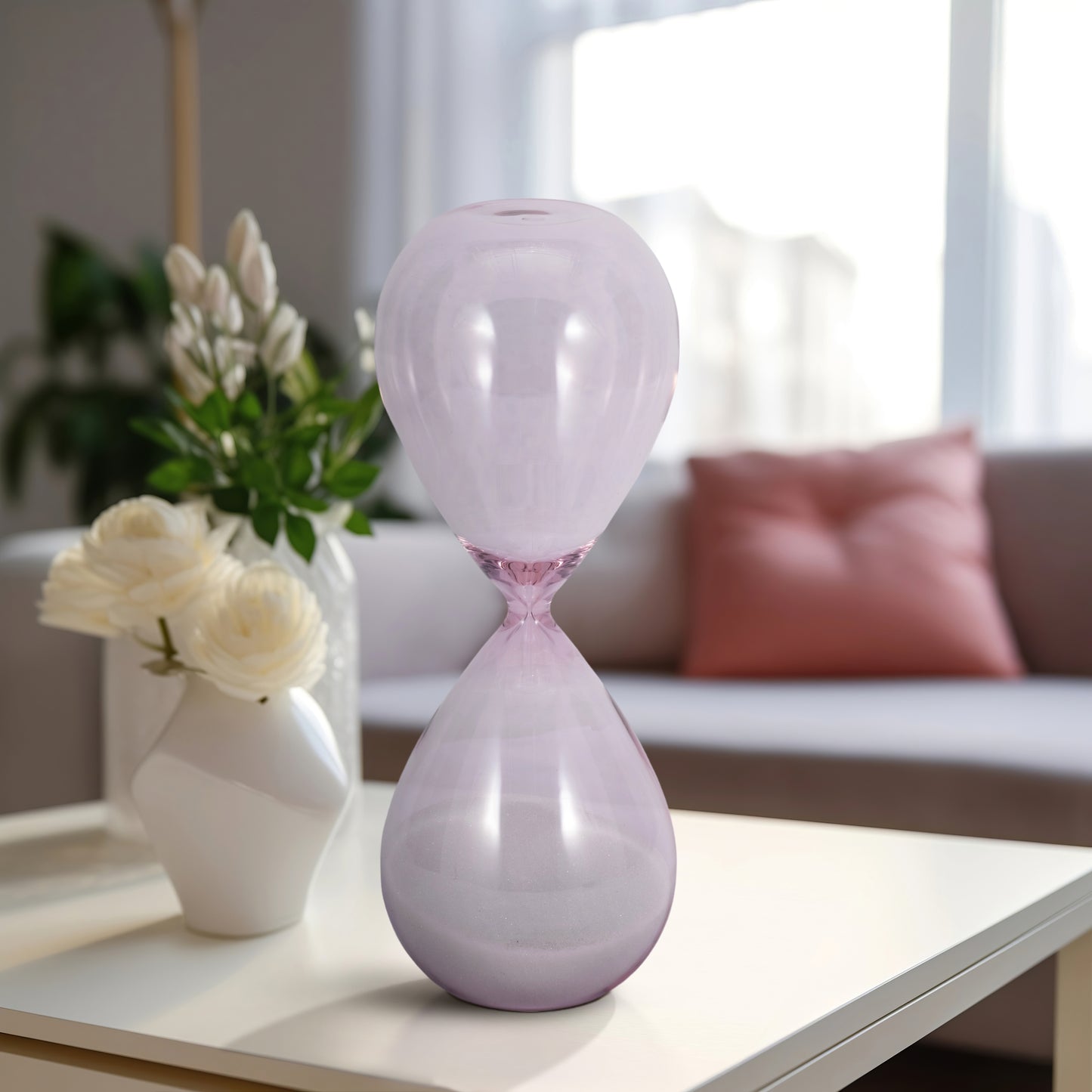 Decorative Modern Glam Hourglass Glass Sculpture Accent Piece with Timeless Silhouette and Sleek Transparent Form for Contemporary Interior Styling
