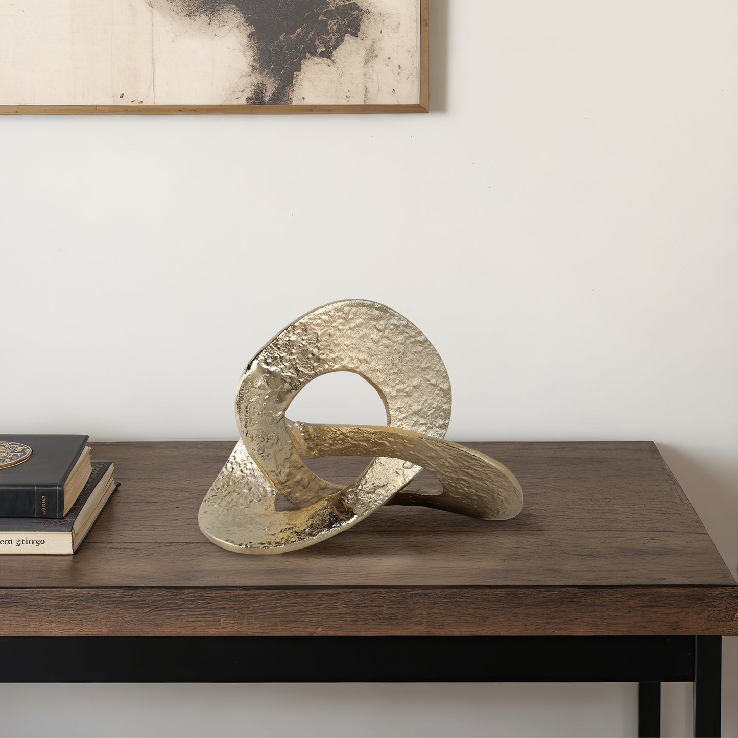 Decorative Object Metal Aluminum Abstract Sculptural Accent Metallic Modern Glam Home Office Bedroom Living Room - 7" Gold