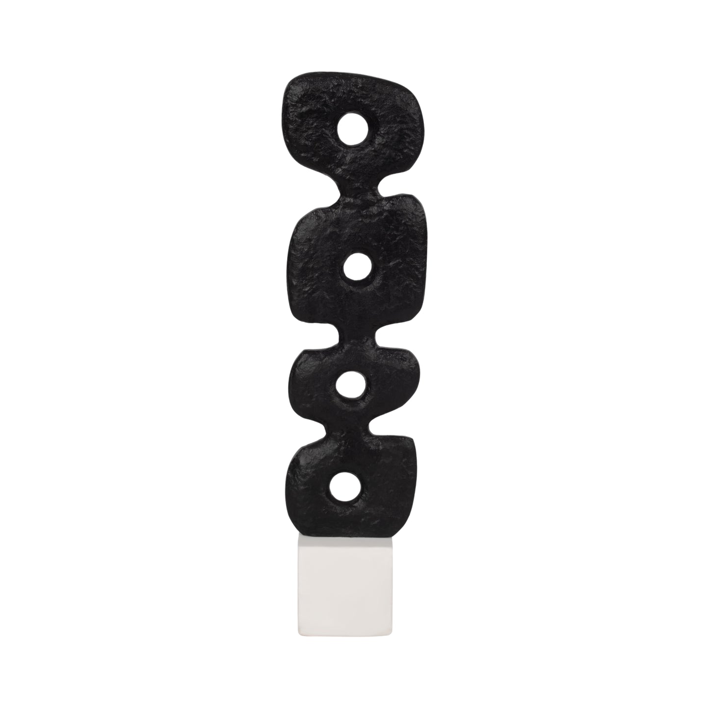Ness & Jord 18" Abstract Totem Sculpture Marble Base, Black/w