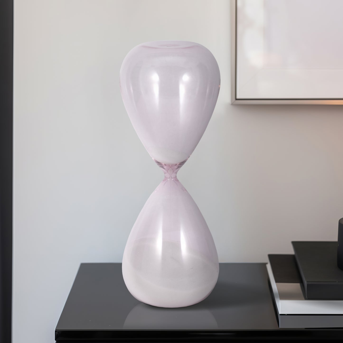 Decorative Modern Glam Hourglass Glass Sculpture Accent Piece with Timeless Silhouette and Sleek Transparent Form for Contemporary Interior Styling
