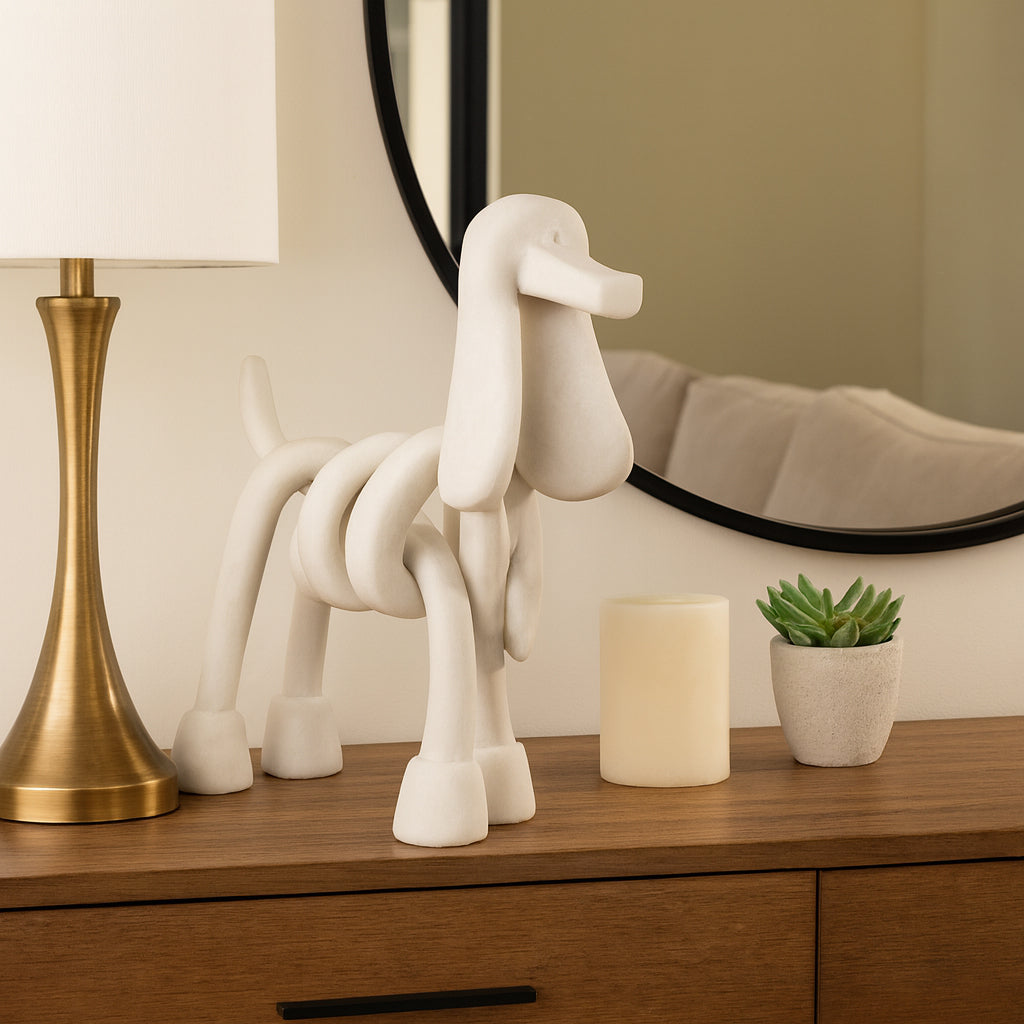 Home, Bathroom, and Office Decorative Sculpture – Modern Polyresin Animal Statue for Living Room, Coffee Table, Kitchen, and Shelf Decor – Abstract Ornament for Contemporary Home Accents – 20" White