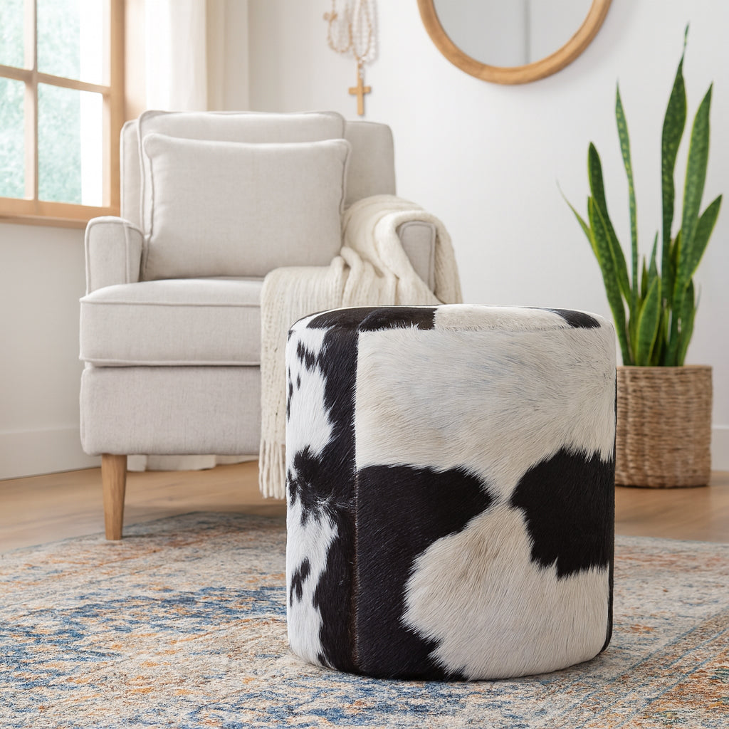 Vanity Chair Ottoman for Home Decor – Stylish Bedroom Stool and Comfortable Foot Rest Ottoman – Elegant Seating Accent for Modern Living Room Furniture – 18.75", Black