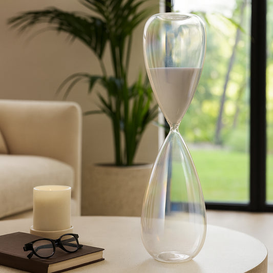 Contemporary Hourglass Sculpture for Home Decor - Stylish Decorative Object for Family Game Night, Desk Decor, and Living Room Decoration
