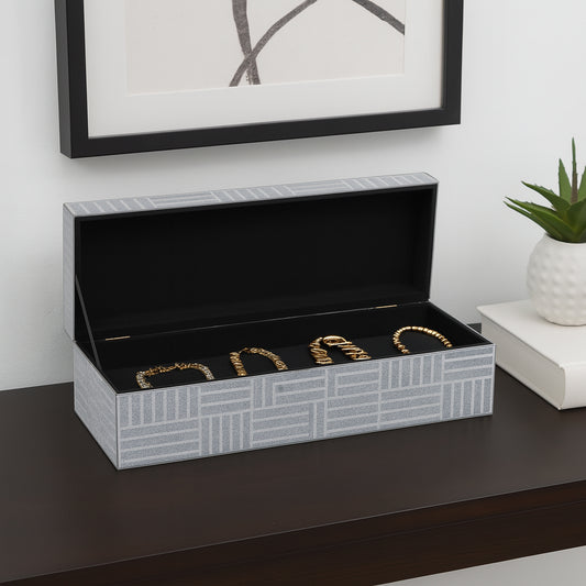 Decorative Box for Home Decor – Glittered Jewelry and Storage Box with Lid for Accessories and Keepsakes – Perfect Home Organizer Ideal for Living Room, Entryway or Bookshelf Decor– 5" Silver