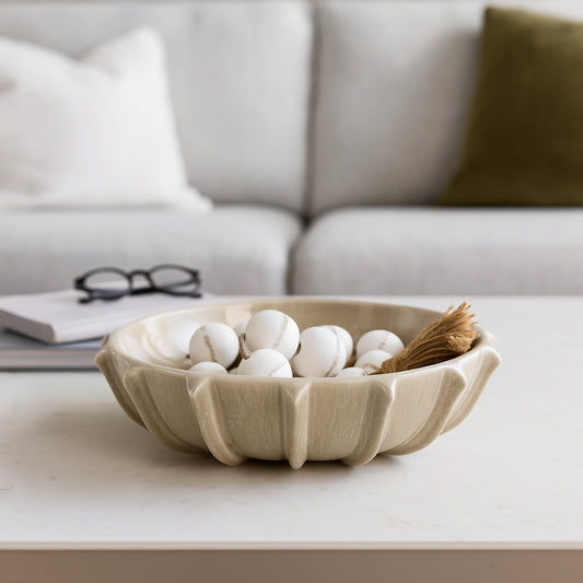Modern Decorative Pottery Bowl for Coffee Table Decor - Stylish Centerpiece Table Decorations or Entryway for Home Decor Accents - Timeless Kitchen Counter Decor, Key, or Candly Bowl - 5", Taupe