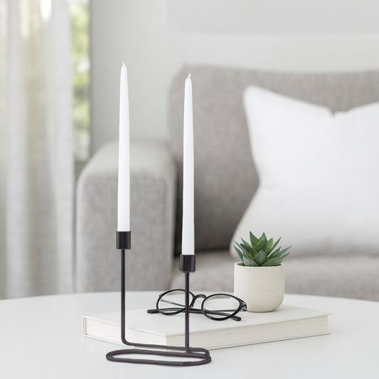 Decorative Taper Candle Holders for Living Home Decor – Swirl Candle Holder Centerpieces for Table, Office or Mantel – Metal Taper Candlestick Holders for a Warm Glow in Living Room - 8" Black