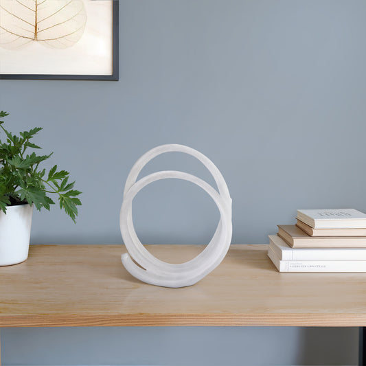 Decorative Object Spiral Design Resin Glam Style for Home Office Bedroom Living Room Decor Accent Centerpiece Shelf Display - 12" White