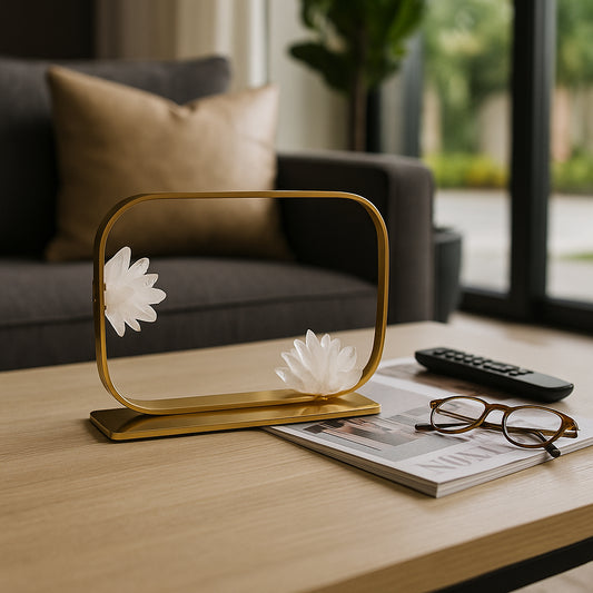 Decorative Metal Statue with Stone Detailing for Home Decor - Elegant Ornaments Perfect for Office Styling, Shelf, and Office - Modern Stylish Accent for Bathroom or Living Room Decor - 8" Clear