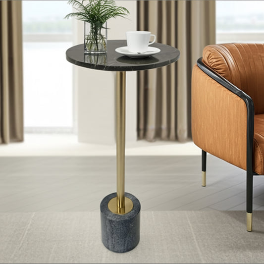 Home Decor End Table, Side Table, or Night Stand - Classy Marble Accent Table for Modern Living Room Spaces, Bedroom, or Office Decor - Sculptural Round Drink Table for Big or Small Spaces - 22" Ivory