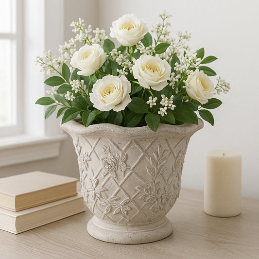 Flower Pot and Planter for Home Decor – Traditional Terracotta Planter for Indoor and Outdoor Use – Plant Stand Ideal for Patio and Garden Decor – Elevated Style for Your Favorite Plants – 9" Tan