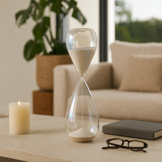 Contemporary Hourglass Sculpture for Home Decor - Stylish Decorative Object for Family Game Night, Desk Decor, and Living Room Decoration