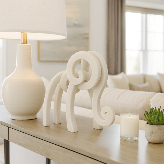 Home and Office Sculpture for Living Room Decor – Whimsical Spiral Statue with Fluid Curves – Artistic Polyresin Decorative Ornament for Bedroom, Bathroom, Coffee Table, and Shelf Decor – 10" White