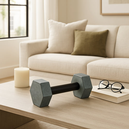 Decorative Dumbbell Sculpture for Home and Living Room Decor - Decorative Objects for Bathroom, Room, and Office Decor - Contemporary Accent for Shelf Display or Coffee Table Ornament - 4", Green