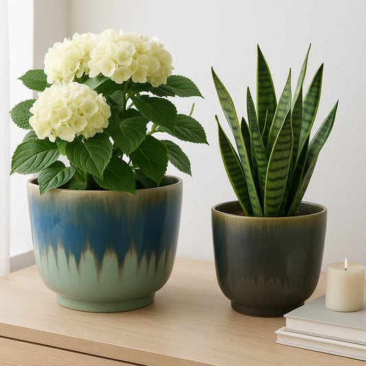 Home Decor Flower Pots and Planters – Plant Pots for Indoor and Outdoor Plant Pots for Herbs, Vines, or Succulents – Gradient Ceramic Planters That Refresh Any Space; Set of 2 – 10", 9" Multi-Colored