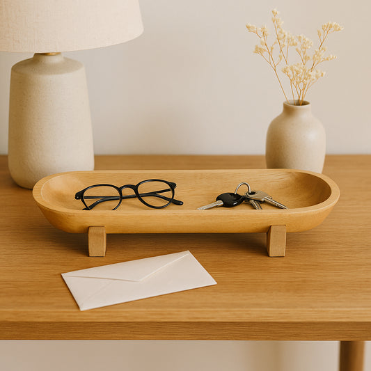 Decorative Oval Bowl for Coffee Table Decor - Minimalist Home Decor Accents for Centerpiece Table Decoration or Living Room - Casual Kitchen Counter Decor, Candy, and Key Holder Bowl - 3.5", Brown