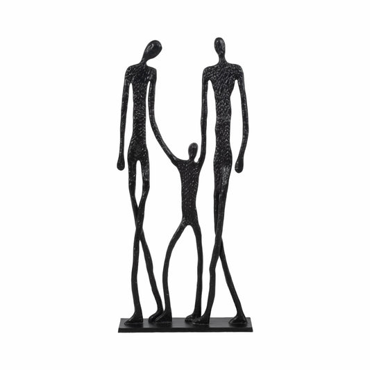 Ness & Jord Aluminum Family Figures Statue - 49" H Elegant Black Sculpture for Modern Home Decor