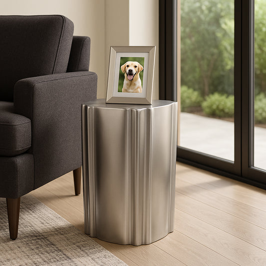 Modern End Table, Side Table, or Night Stand - Bold Metallic Tall Drum Bedside Table Perfect for Big or Small Spaces - Decorative Accent Table for Home, Bedroom, and Living Room Decor - 22" Silver