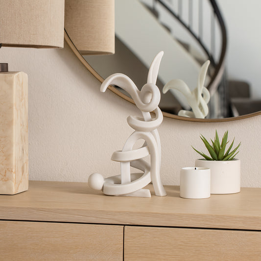 Modern Home and Office Statue – Minimalist Polyresin Animal Sculpture Perfect for Living Room, Bathroom, or Shelf Accent – Decorative Ornament to Elevate Contemporary Home Decor – 16" White
