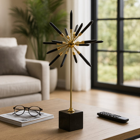 Decorative Crystal Starburst Statue with Base for Home Decor - Stylish Sculpture Object Perfect for Office, Tabletop Accent, or Living Room Decoration