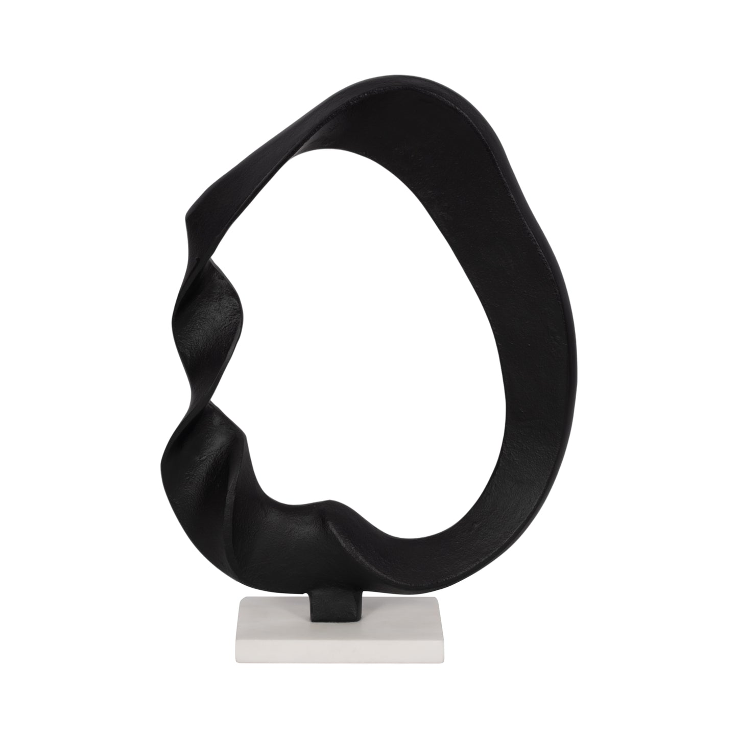 Ness & Jord's Twisted Sculpture on Marble, 16", Aluminum Black/White