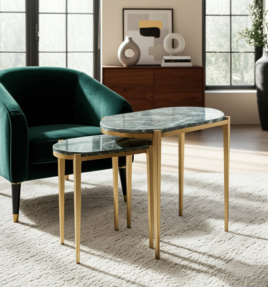 Home Decor End Table, Side Table, or Night Stand - Contemporary Marble Bedside Table with Pedestal Base for Small Spaces - Elegant Round Accent Table for Office, Living Room, or Bedroom - 22" Black