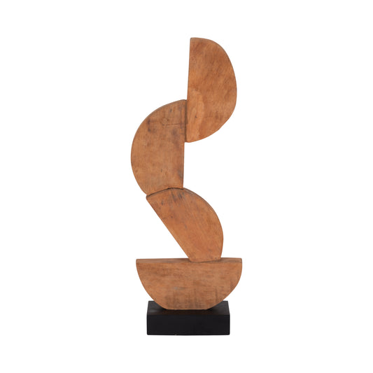 Ness & Jord 23" Brown Mango Wood Stacking Circles Sculpture