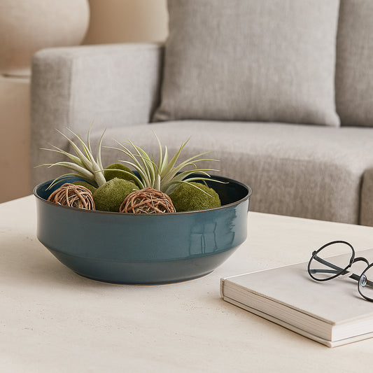 Sleek Round Decorative Bowl for Coffee Table Decor - Modern Centerpiece Table Decorations and Table Decor Bowl for Home Decor Accents - Suitable for Kitchen Counter Decor, Key or Candy Bowl - 4", Blue