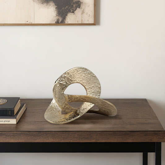 Decorative Object Metal Aluminum Abstract Sculptural Accent Metallic Modern Glam Home Office Bedroom Living Room - 7" Gold