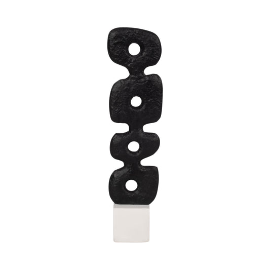Ness & Jord 18" Abstract Totem Sculpture  Marble Base, Black/w