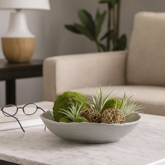 Decorative Ribbed Bowl with Abstract Pattern for Coffee Table - Stylish Kitchen Counter Decor, Entryway Table, or Centerpiece Table Decoration - Home Decor Accent Bowl for Keys or Candy - 4.25", Gray