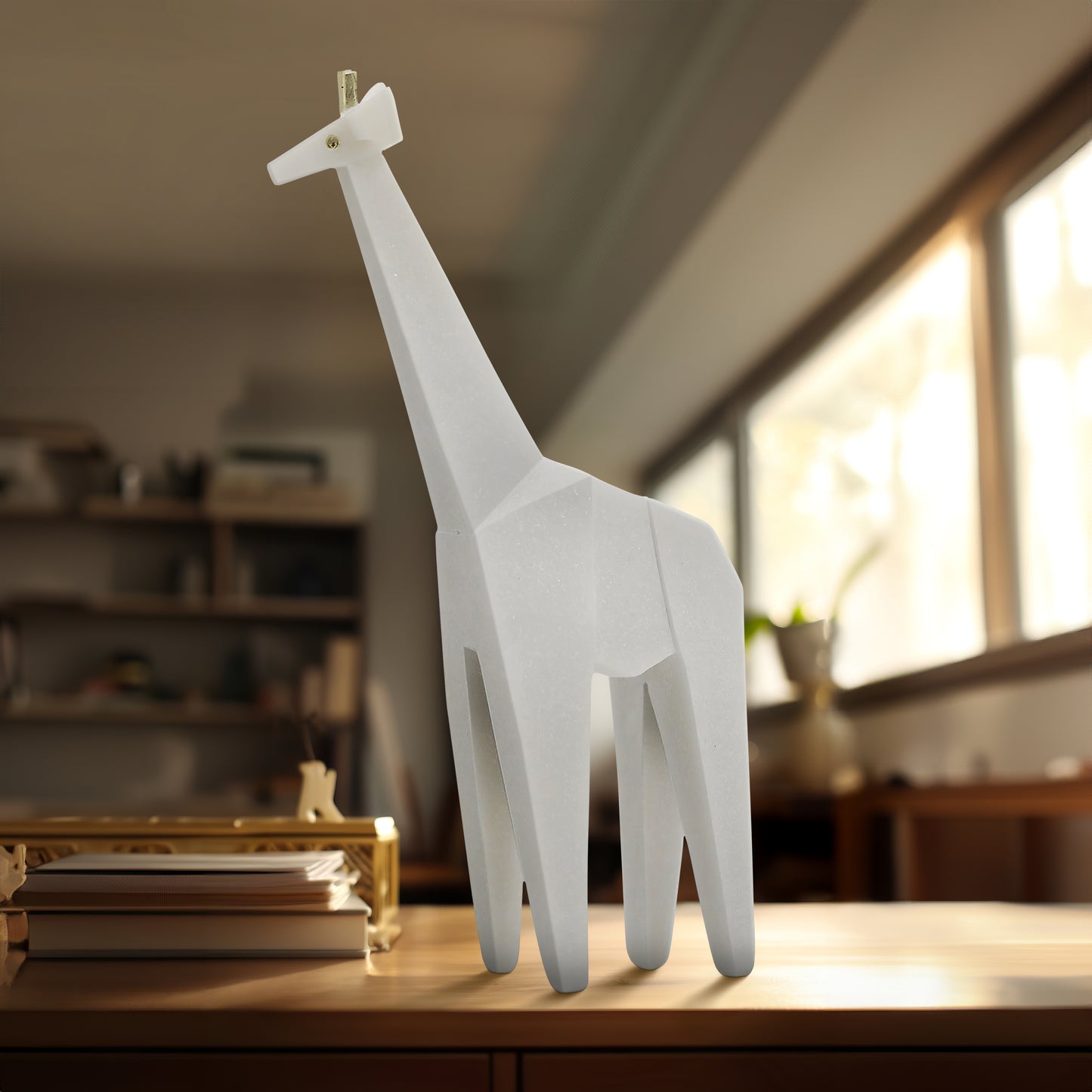 Decorative Object Resin Giraffe Figurine Modern Style for Home Office Bedroom Living Room Display - 16" White