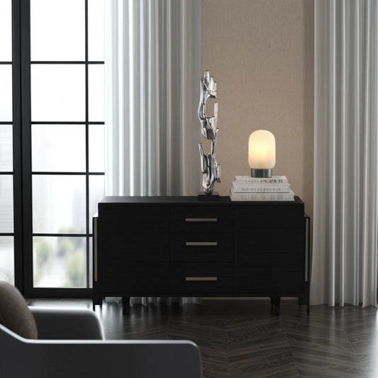 Large Silver Wood Post Sculpture - Decorative Accent for Home Decor Perfect for Bathroom, Office, or Living Room - Modern Ornaments and Statues for Shelf or Coffee Table Decor  - 31. 5", Silver