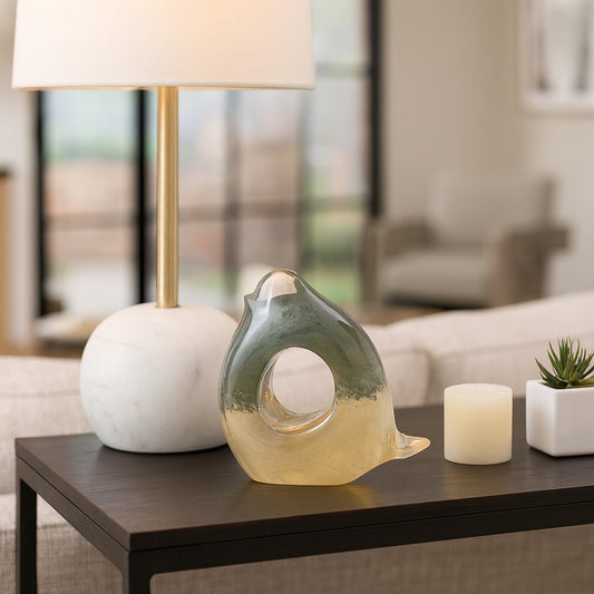 Decorative Home and Office Sculpture – Artistic Glass Bird Statue with Hollow Center and Ombre Finish – Unique Ornament Perfect for Living Room, Bedroom, Bathroom, and Coffee Table Decor – 5" Green