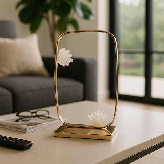 Decorative Metal Statue with Stone Detailing for Home Decor - Elegant Ornaments Perfect for Office Styling, Shelf, and Office - Modern Stylish Accent for Bathroom or Living Room Decor - 15" Clear