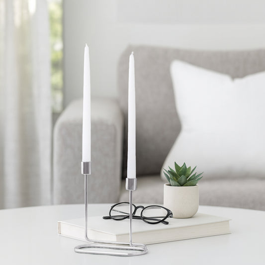 Decorative Taper Candle Holders for Living Home Decor – Swirl Candle Holder Centerpieces for Table, Office or Mantel – Metal Taper Candlestick Holders for a Warm Glow in Living Room - 8" Dark Silver