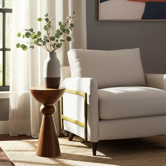 End Table, Side Table, or Small Night Stand - Luxury Contemporary Accent Table with Spiral Pedestal Base for Small Spaces - Unique Table for Modern Office, Living Room, or Bedroom Decor - 22" White