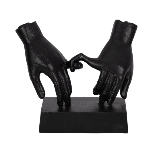 Ness & Jord Black Aluminum Entwined Hands Sculpture – 9"H Modern Art Piece for Home Décor, Single Inspirational Sculpture in Metal