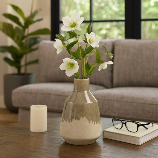 Ceramic Flower Vase for Living Room – Decorative Home and Office Decor with Artistic Drip Glaze for Pampas Grass or Fresh Flowers – The Vase That Completes Your Bedroom, Shelf, and Table – 12" Brown