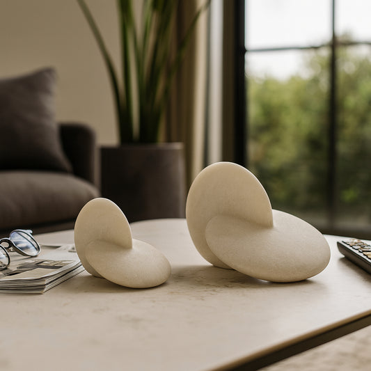 Decorative Abstract Object Statue Figurine for Home Decor - Minimalist Object for Shelf Decor, Office Accent, or Living Room Decoration - 11", White