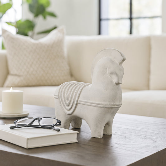 Elegant Modern and Rustic Statue for Living Room Decor - Stylish Accent Ornament for Bathroom, Office, and Shelf Decor - Timeless Sculpture for Room, Coffee Table, and Home Decor - 10.5", Ivory