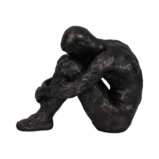 Ness & Jord 16" Sitting Man, Bronze