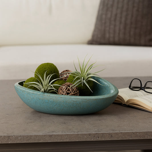 Decorative Ceramic Bowl with Abstract Pattern for Coffee Table - Modern Home Decor Accent for Table Centerpiece Decoration or Living Room Decor - Kitchen Counter Decor, Key, or Candy Bowl- 5", Green