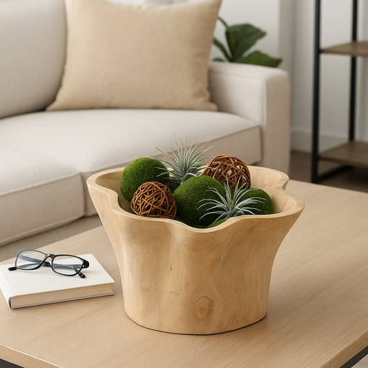 Handcrafted Teak Root Decorative Bowl for Coffee Table - Artistic Centerpiece Table Decorations and Shelf for Home Decor Accents - Luxury Kitchen Counter Decor, Key Bowl, or Candy Bowl - 8", Brown