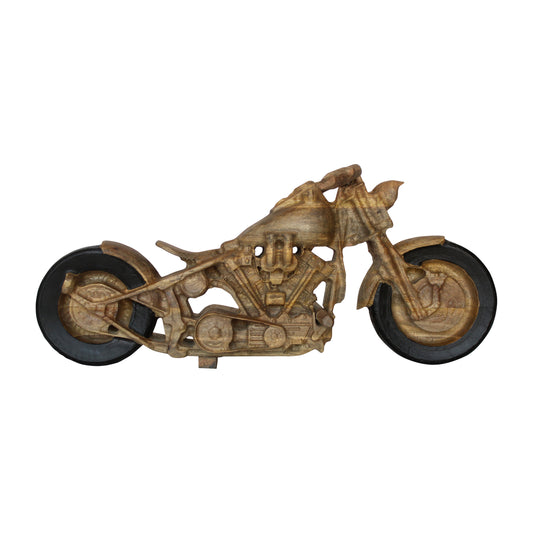 Ness & Jord's Magnificent Mango Wood 35" Big Bike Sculpture in Lush Brown, Ideal for Aesthetic Home Decor