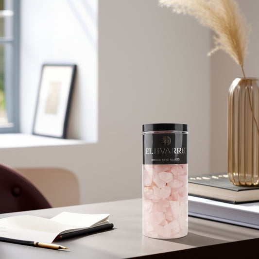 Decorative Object Rose Quartz Stone Accent Natural Crystal Home Decor Glam Style for Office, Bedroom, Living Room Display Calming Aesthetic - 8" Pink